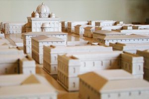 Cidade ideal: maquete de planejamento urbanístico de Da Vinci
